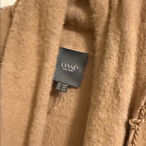 LYSSE Alice Fringe Sweater Coat Macaroon Plaid Cardigan Shawl Jacket - Picture 4 of 9